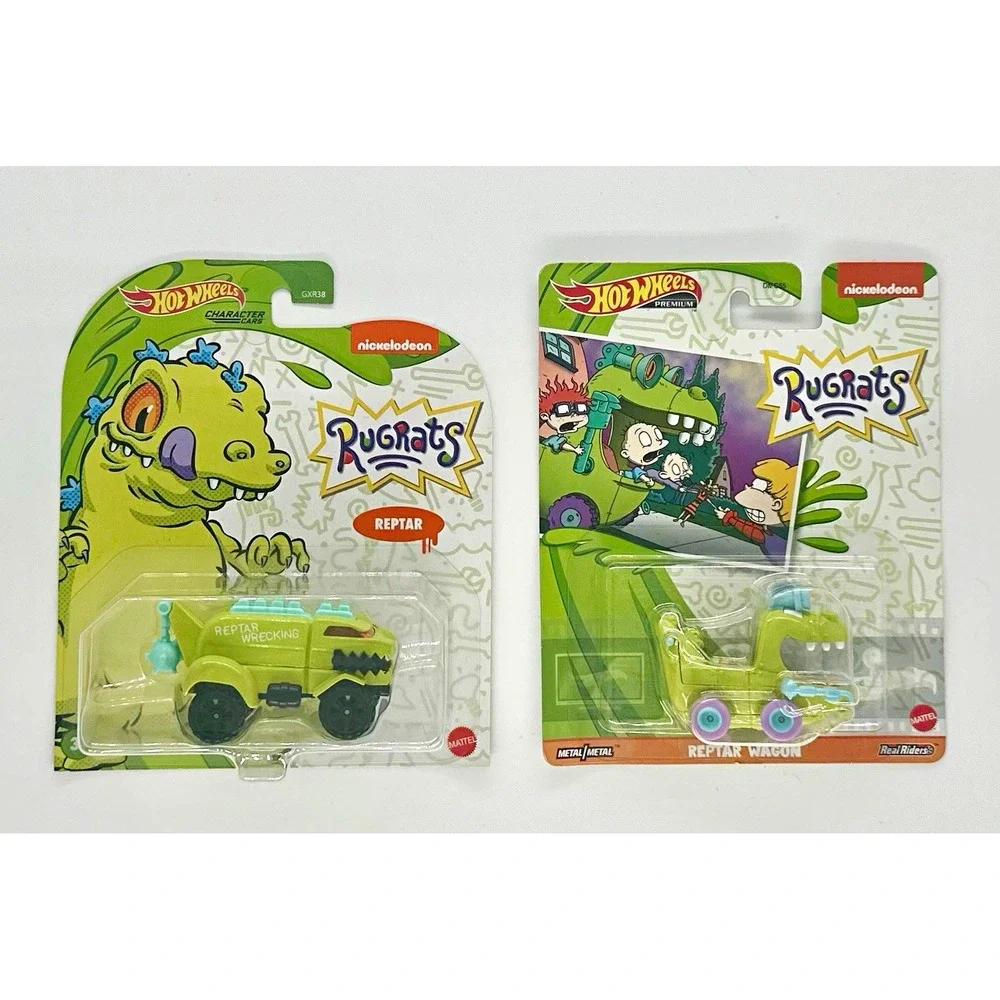 Hot Wheels Rugrats Reptar Lot Character Car & Premium Real Riders Nickelodeon